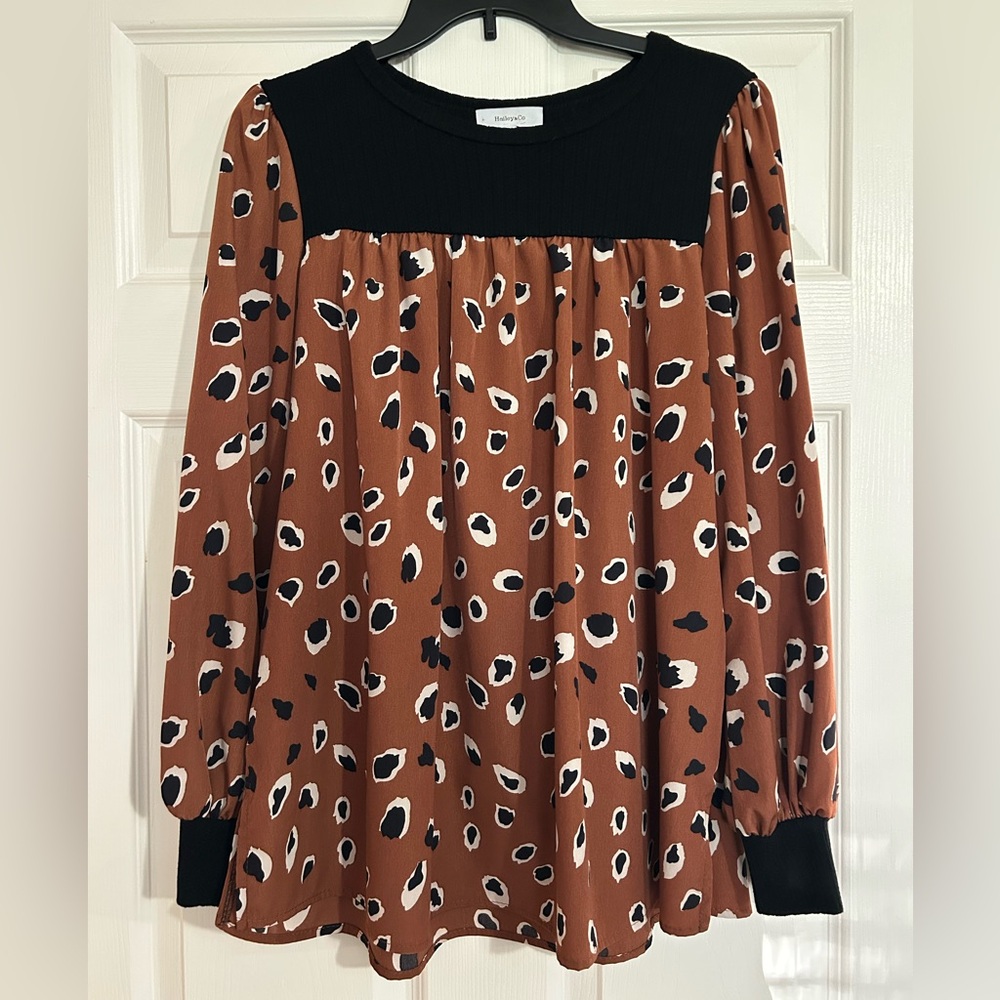 Leopard Print Long Sleeve Blouse